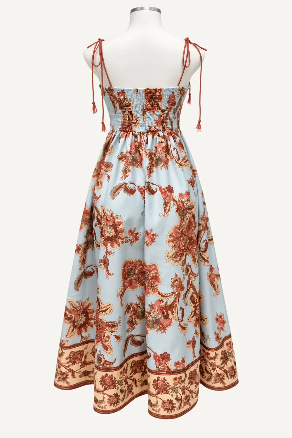 Rust Botanical Tie-Strap Midi Dress — additional garment view