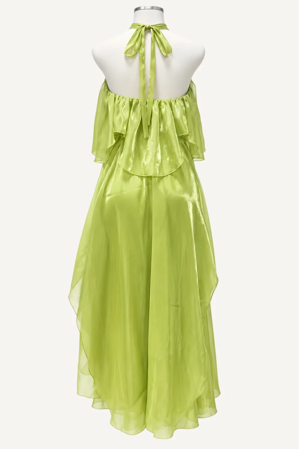 Lime Halter Layered-Ruffle Maxi Dress — additional garment view