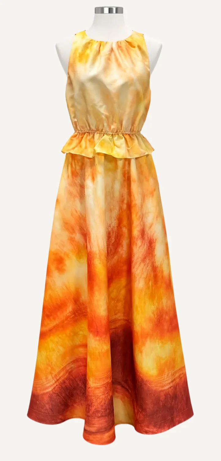 Orange Ombré Halter Peplum Maxi Dress — main garment view