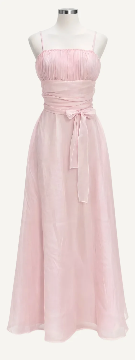 Pink Floral-Trim Strapless Maxi Dress — main garment view