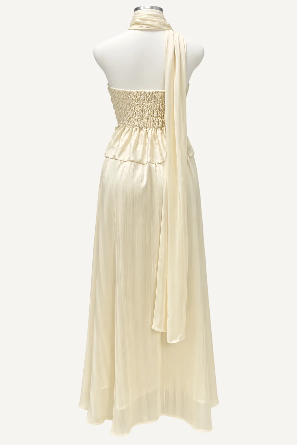 Cream Gathered Halter Maxi Dress — additional garment view
