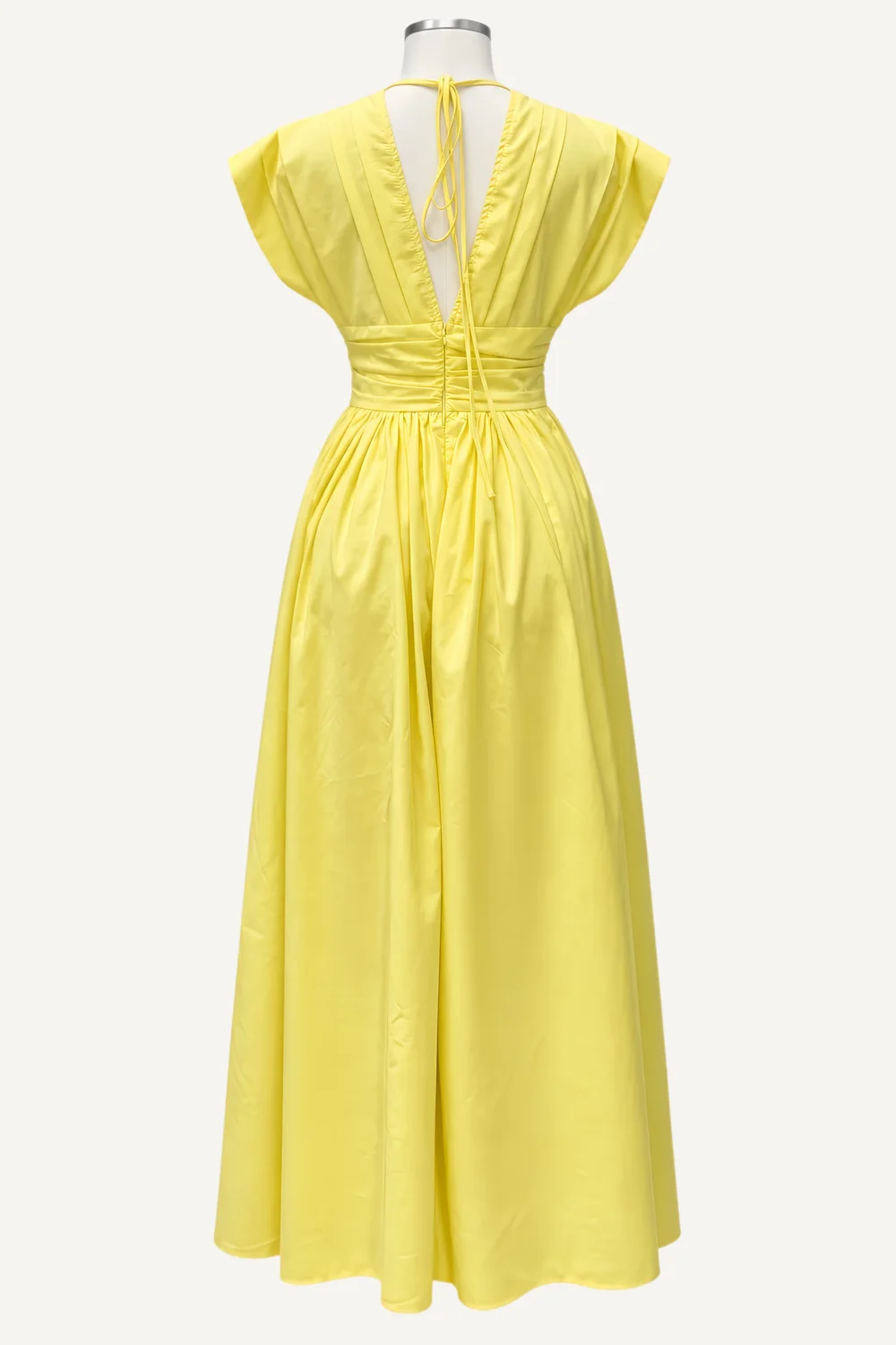 Yellow Cap-Sleeve V-Neck Midi Dress — additional garment view