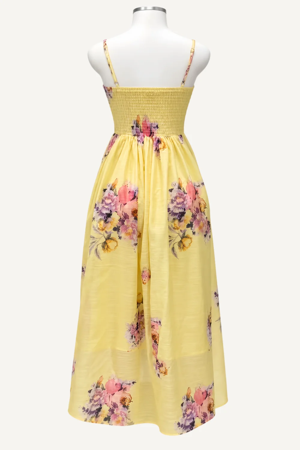 Yellow Floral Spaghetti-Strap Maxi Dress — additional garment view