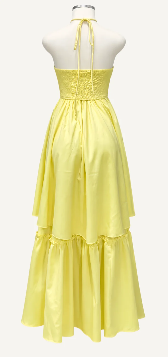 Yellow Rosette Halter Layered Maxi Dress — additional garment view