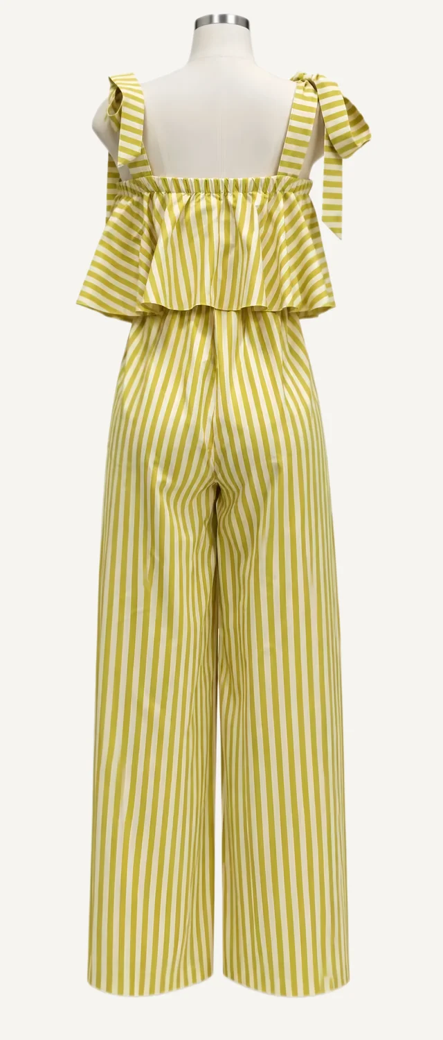 Yellow Striped Ruffle Top & Wide-Leg Trouser Set — additional garment view
