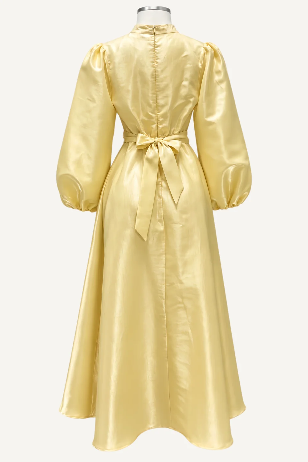 Gold Appliqué Balloon-Sleeve Midi Dress — additional garment view