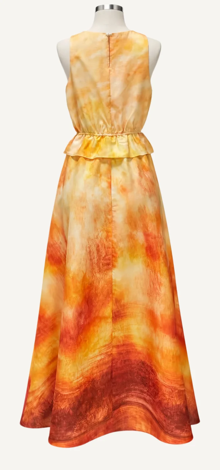 Orange Ombré Halter Peplum Maxi Dress — additional garment view
