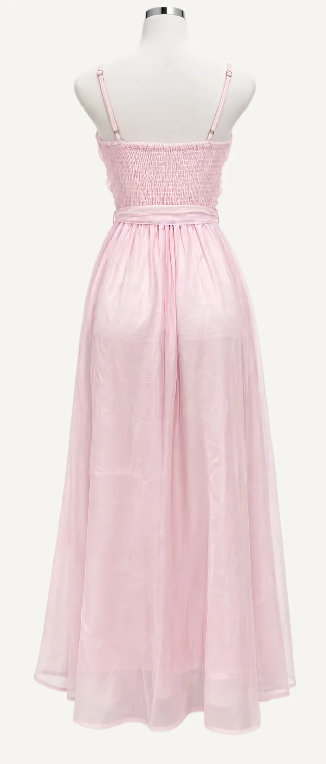 Blush Spaghetti-Strap Gathered Maxi Dress — additional garment view