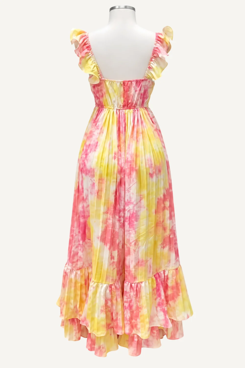 Pink & Yellow Floral Ruffle-Strap Maxi Dress — additional garment view