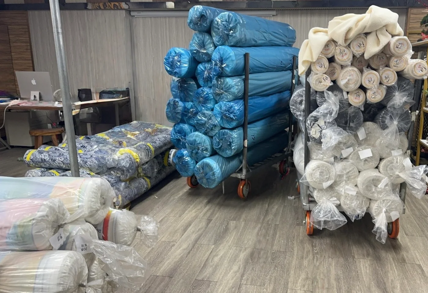 Fabric rolls prepared for development and production